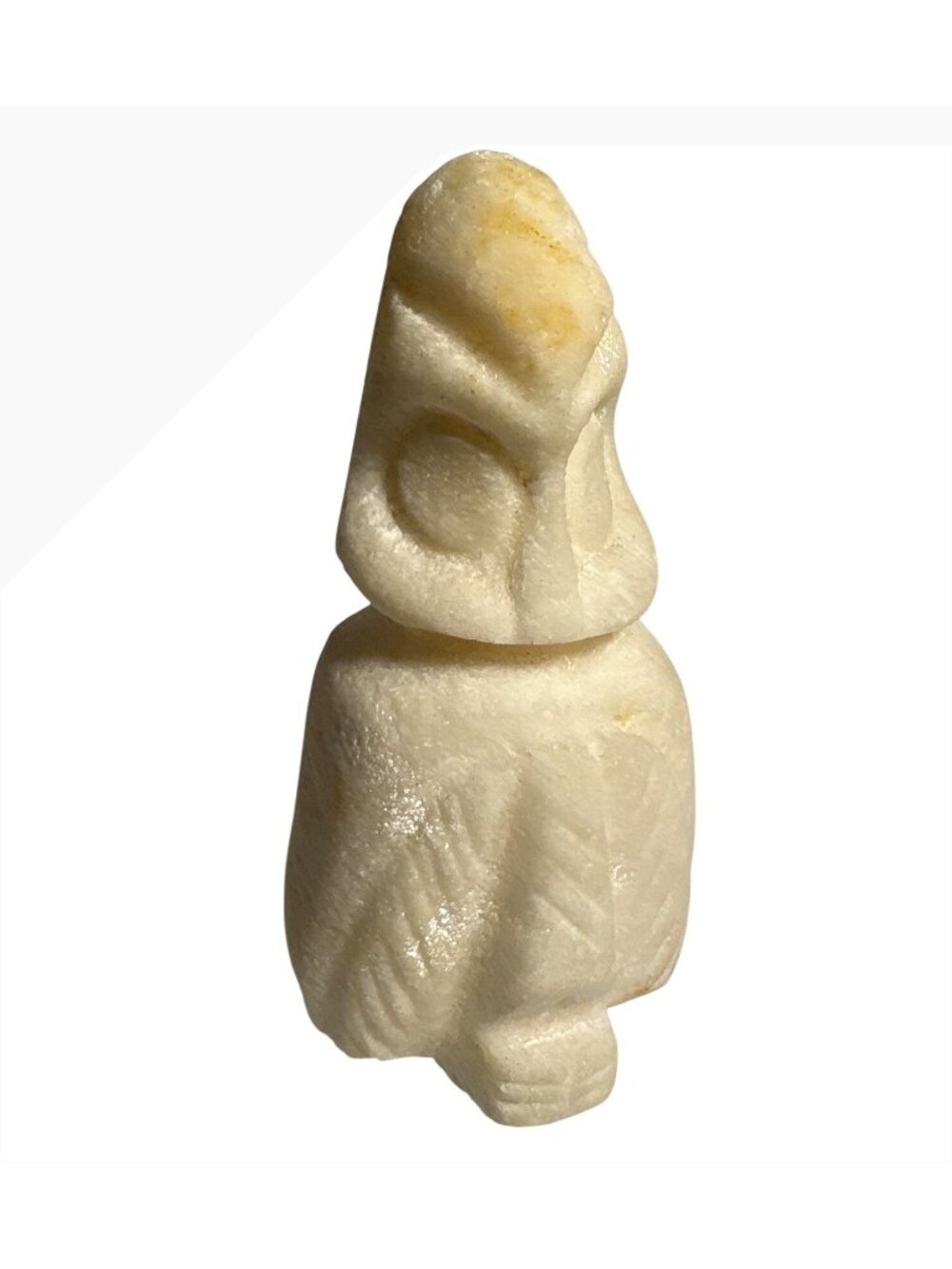 Alabaster Owl Figurine Vintage Unique Sculpture 3.25" Tall Native American Style